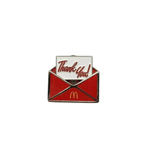 McDonalds Service Employee Lapel Hat Pin Silver Finish Thank You Letter 2010 VTG